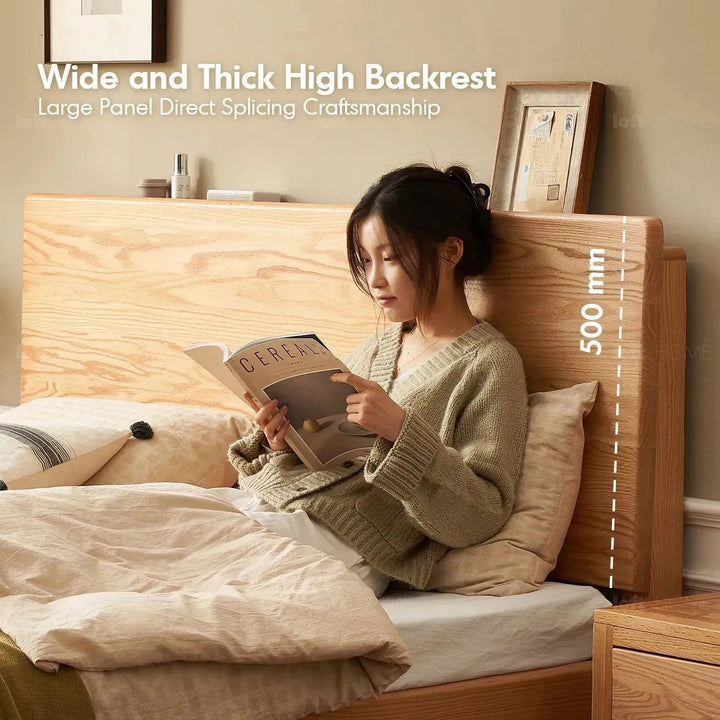 Scandinavian Wood Storage Bed Frame OAKMIST