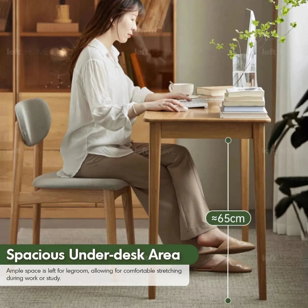 Scandinavian wood study table belle in panoramic view.