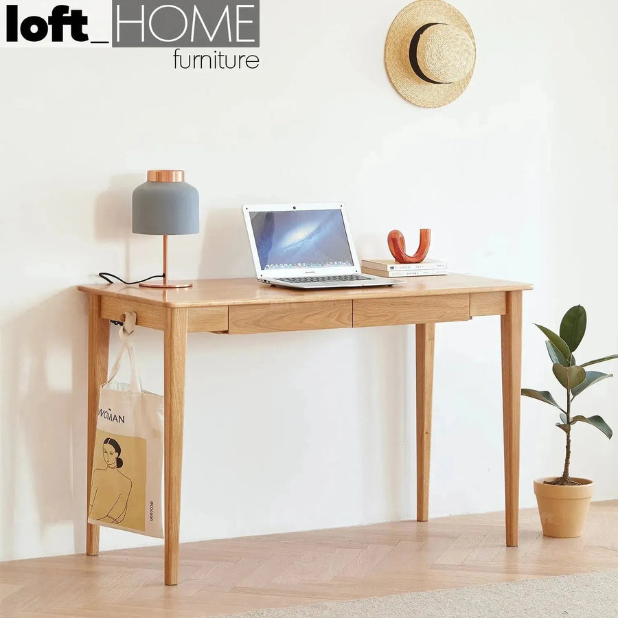 Scandinavian wood study table belle primary product view.