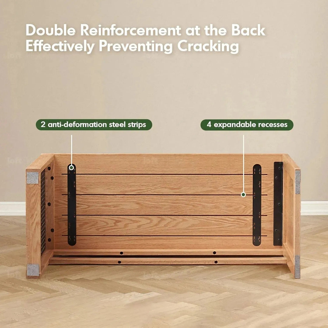 Scandinavian wood extendable study table with shelf corner in still life.