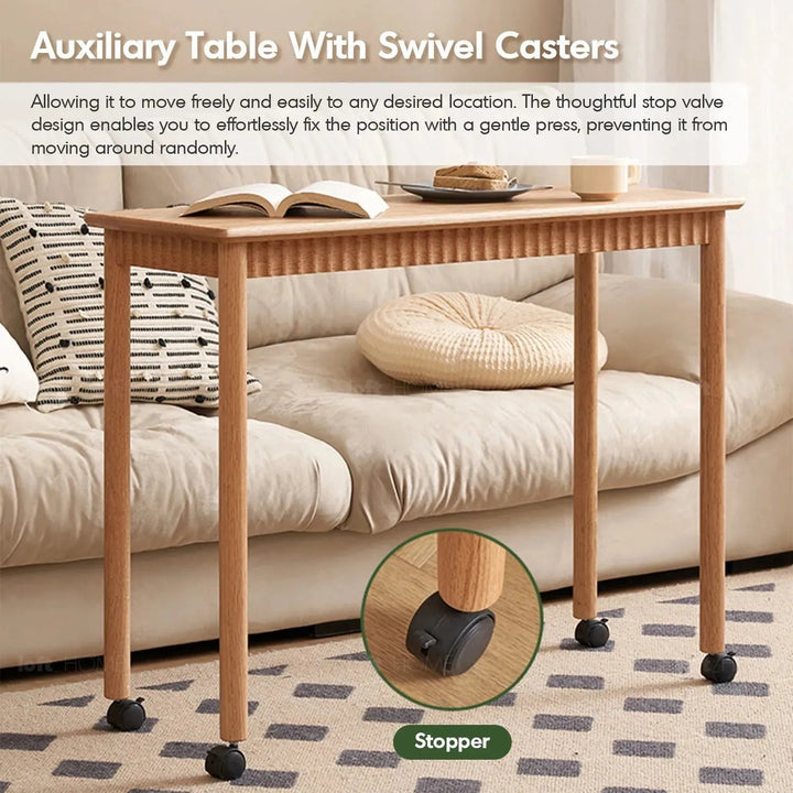 Scandinavian Wood Caster Wheel Extendable Study Table TWIN LAYER