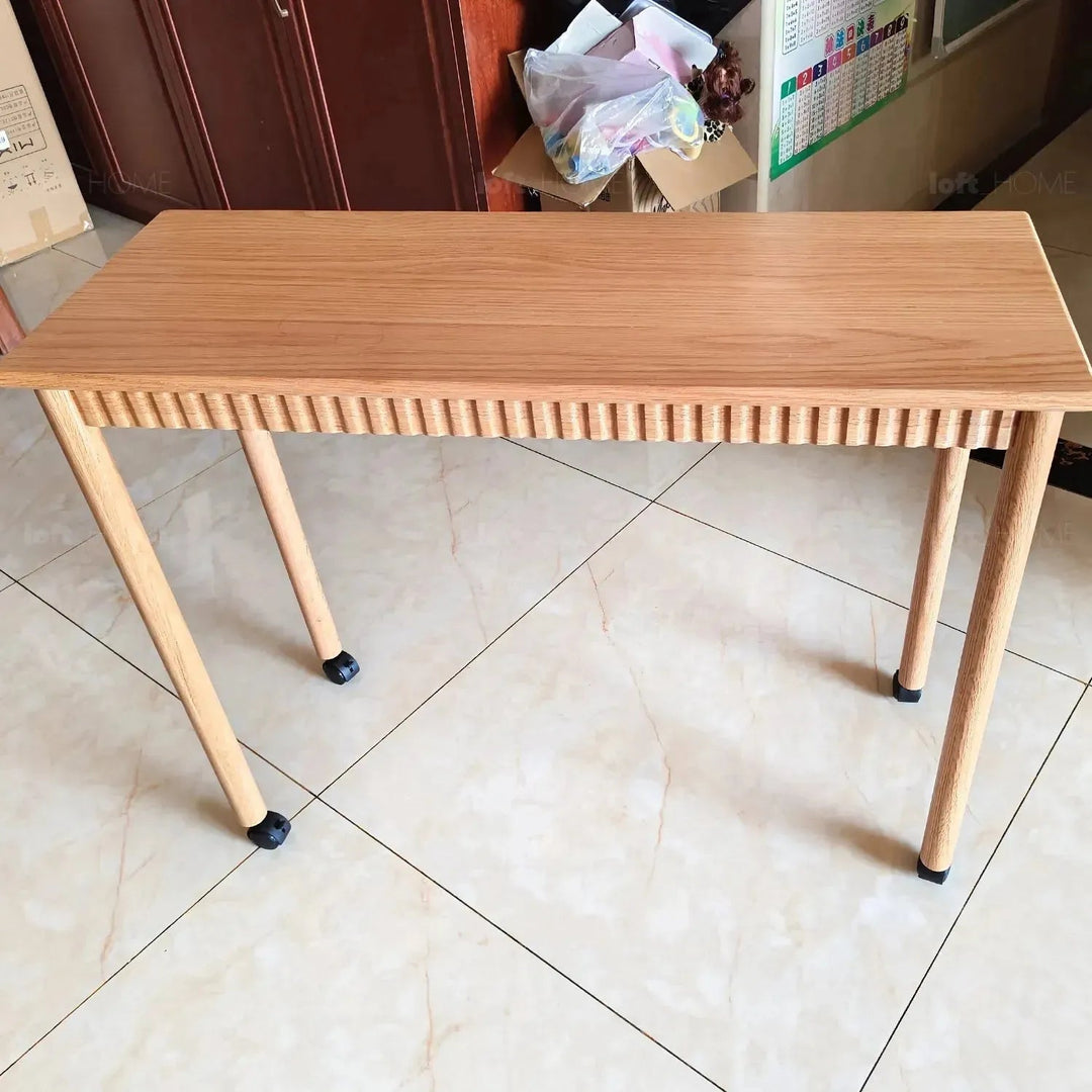 Scandinavian Wood Caster Wheel Extendable Study Table TWIN LAYER