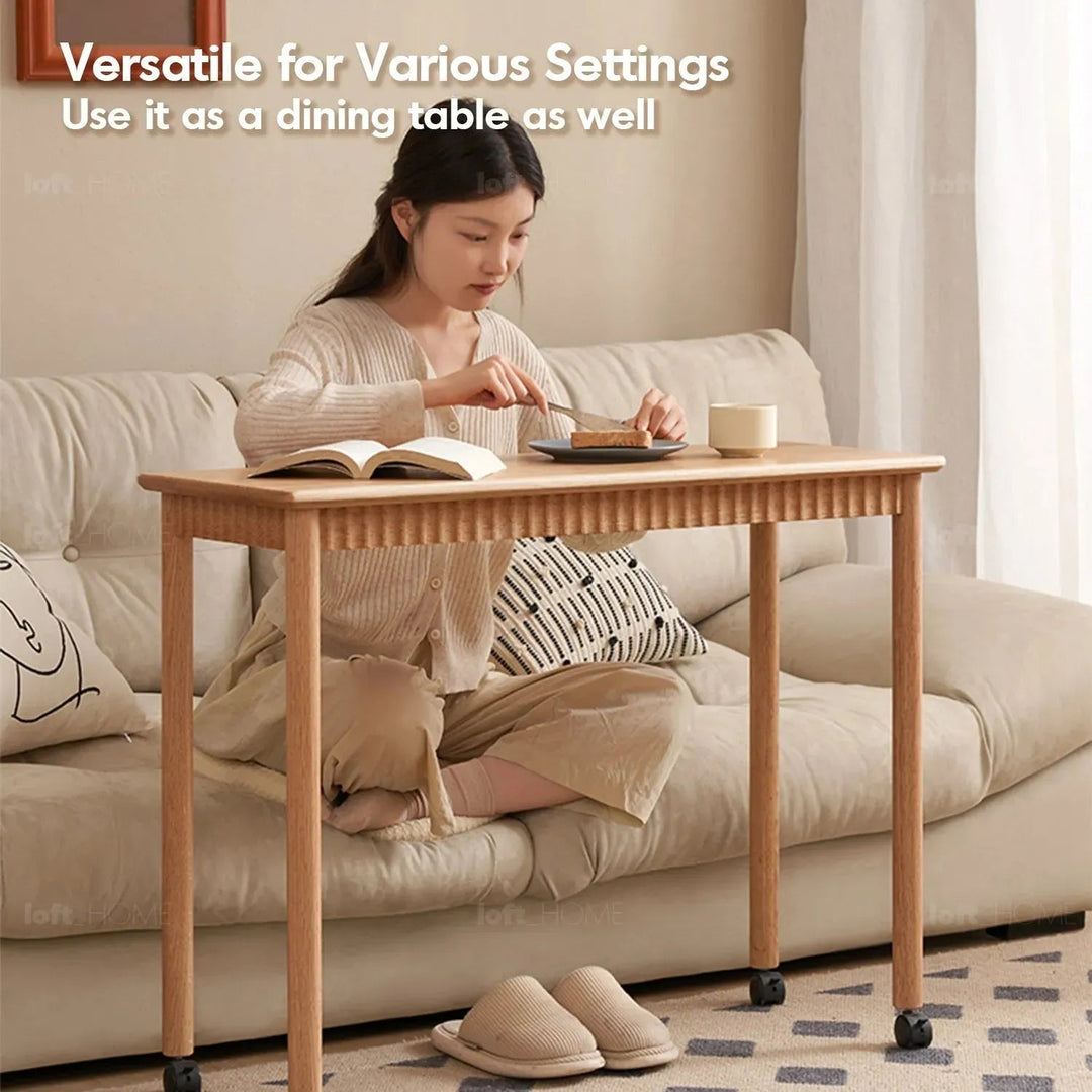 Scandinavian Wood Caster Wheel Extendable Study Table TWIN LAYER