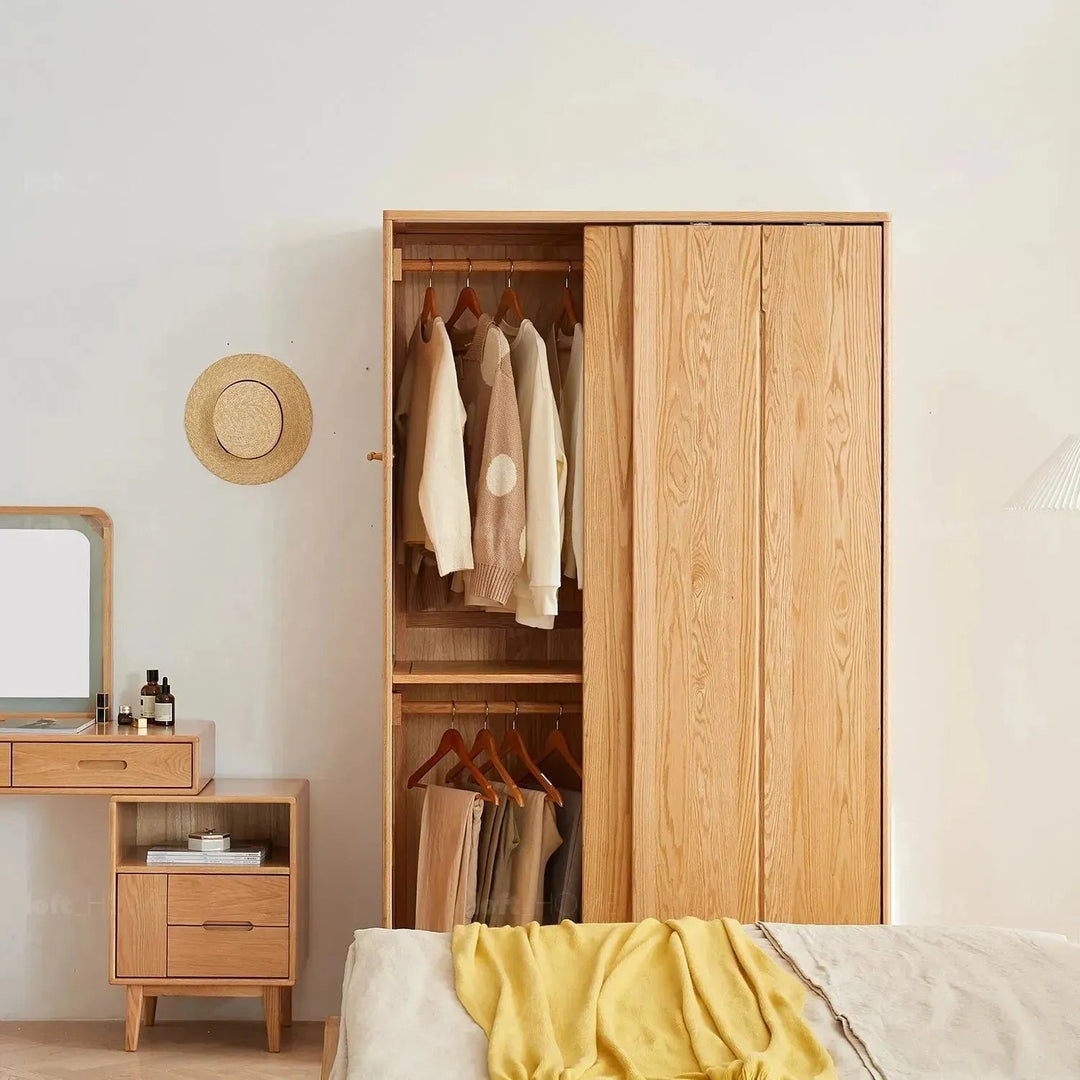 Scandinavian wood wardrobe belle slide detail 5.