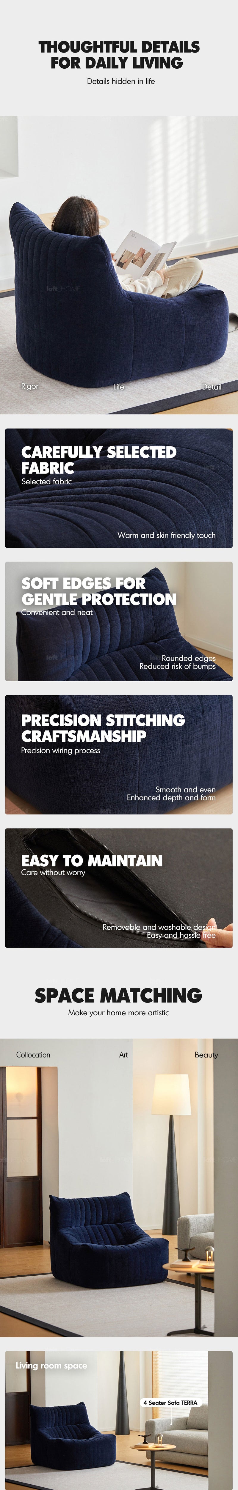 Cream Chenille Velvet Fabric 1 Seater Sofa KAIT More Details and Instruction_5