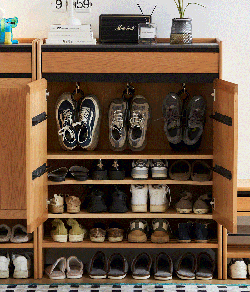 Scandinavian Cherry Wood Modular Shoe Cabinet HARBOR More Details and Instruction_2