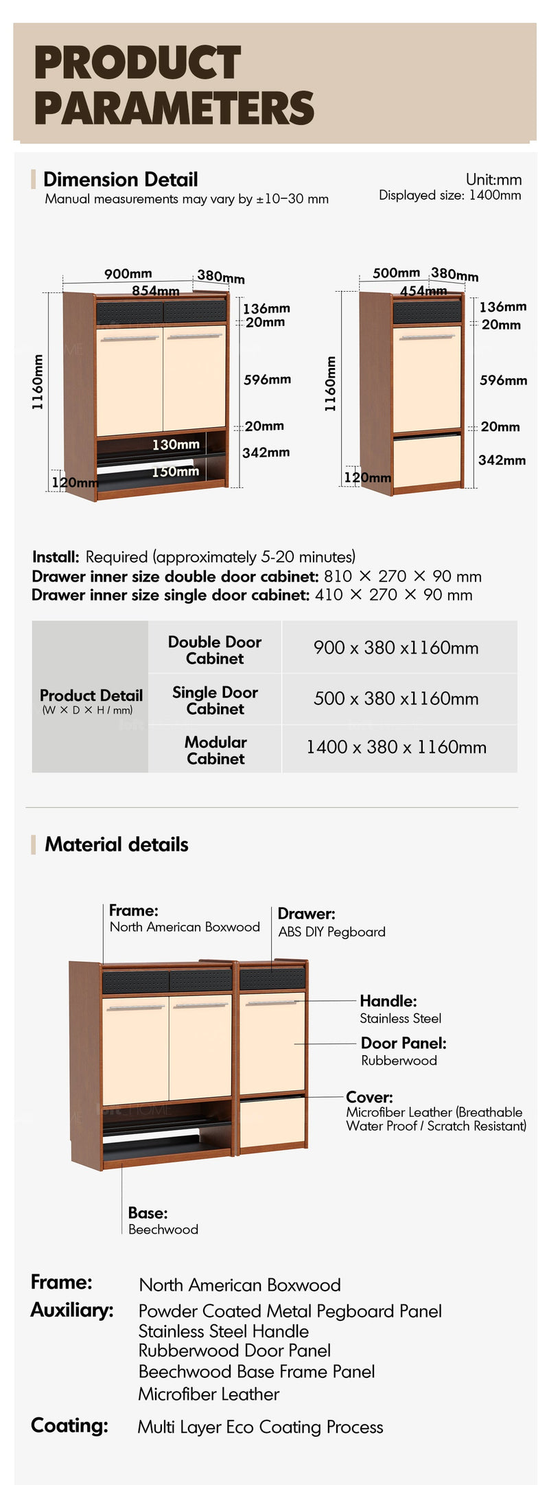 Bauhaus Boxwood Modular Shoe Cabinet MIES More Details and Instruction_12