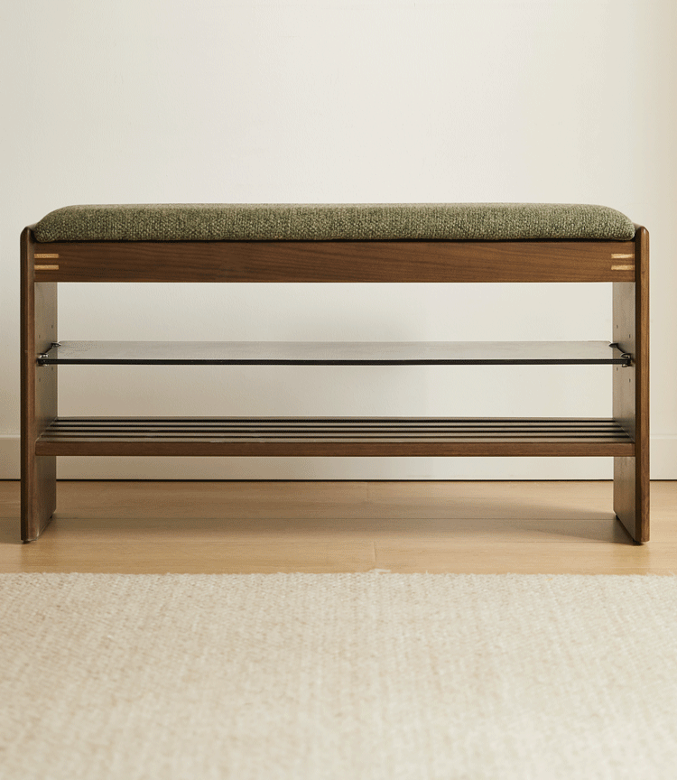 Japandi Walnut Wood Shoe Changing Bench DAWN More Details and Instruction_2