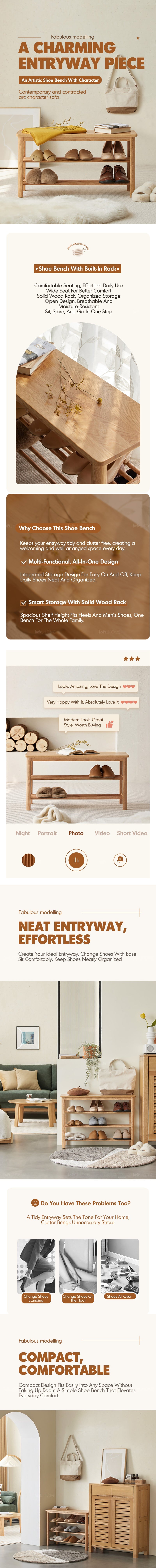 more product details and feature of Scandinavian Oak Wood Shoe Shelf FUJI