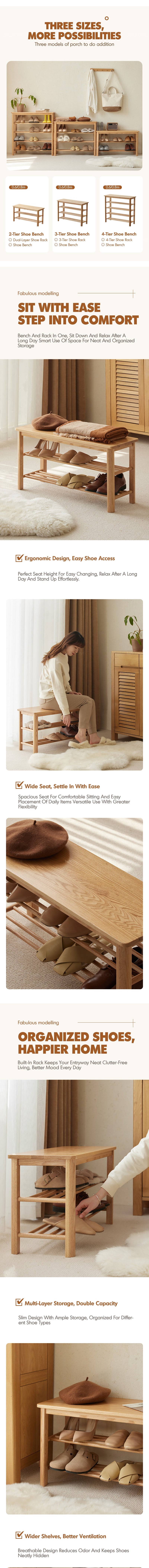 more product details and feature of Scandinavian Oak Wood Shoe Shelf FUJI