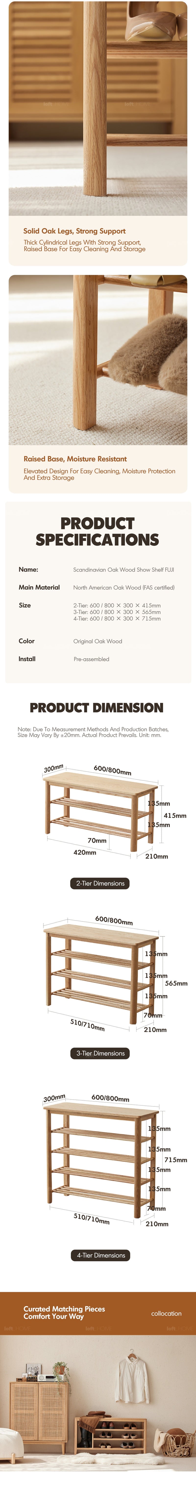 more product details and feature of Scandinavian Oak Wood Shoe Shelf FUJI