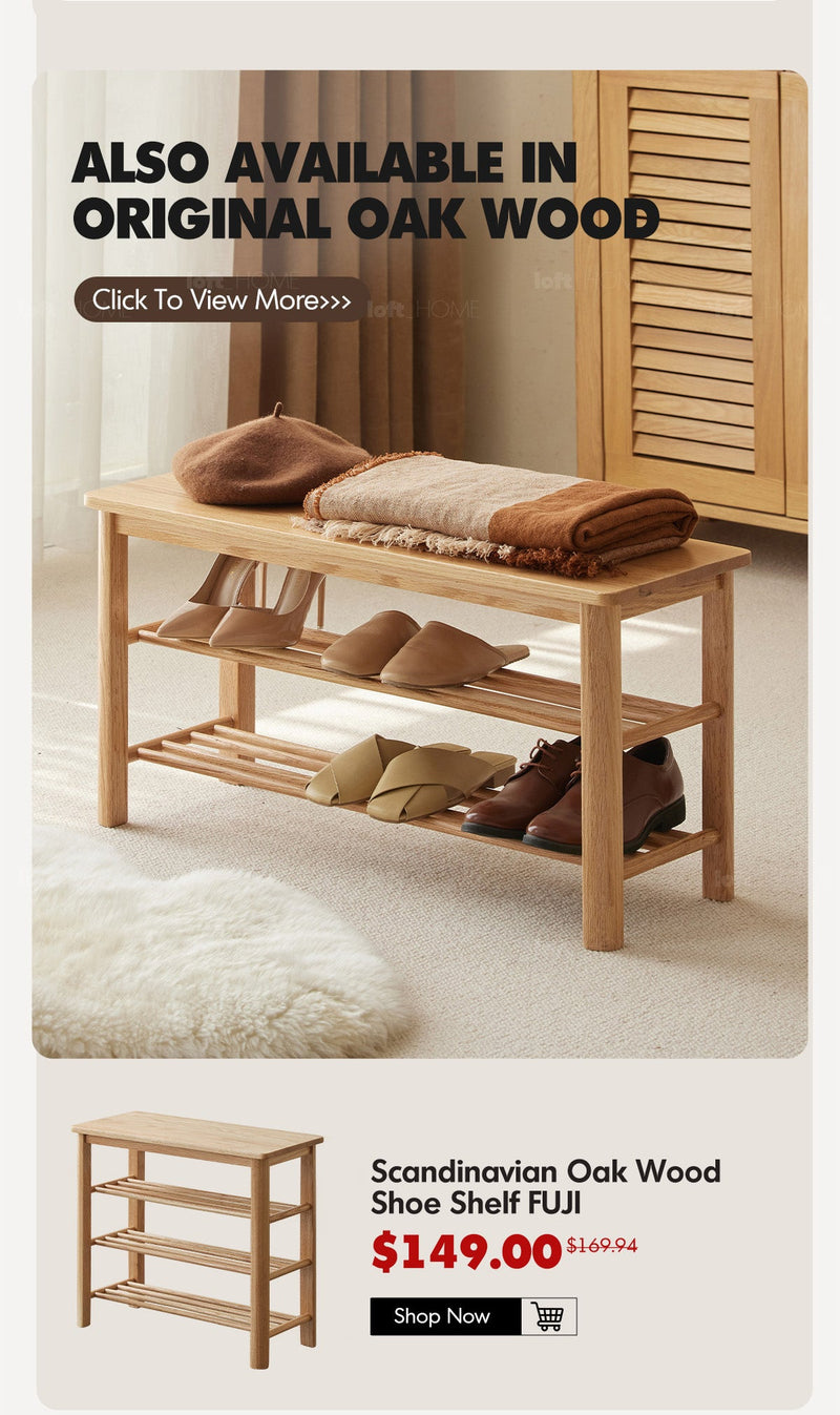 more product details and feature of Scandinavian Oak Wood Shoe Shelf FUJI WALNUT