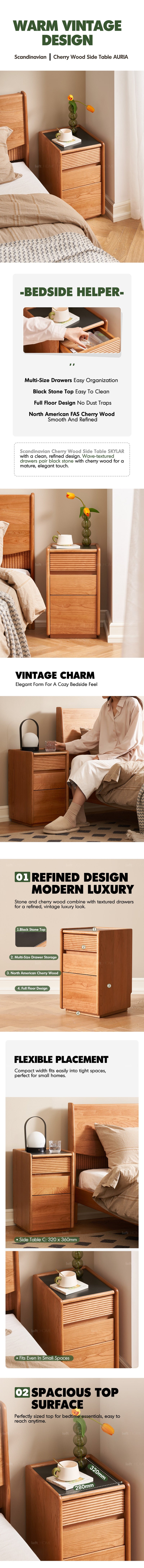 more product details and feature of Scandinavian Cherry Wood Side Table AURIA