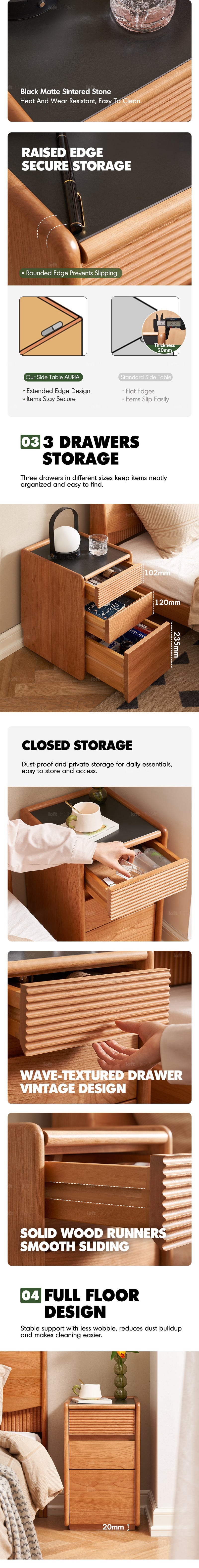 more product details and feature of Scandinavian Cherry Wood Side Table AURIA