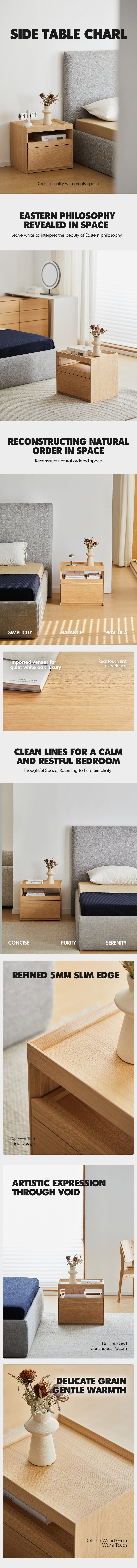 Minimalist Ash Wood Veneer Side Table CHARL More Details and Instruction