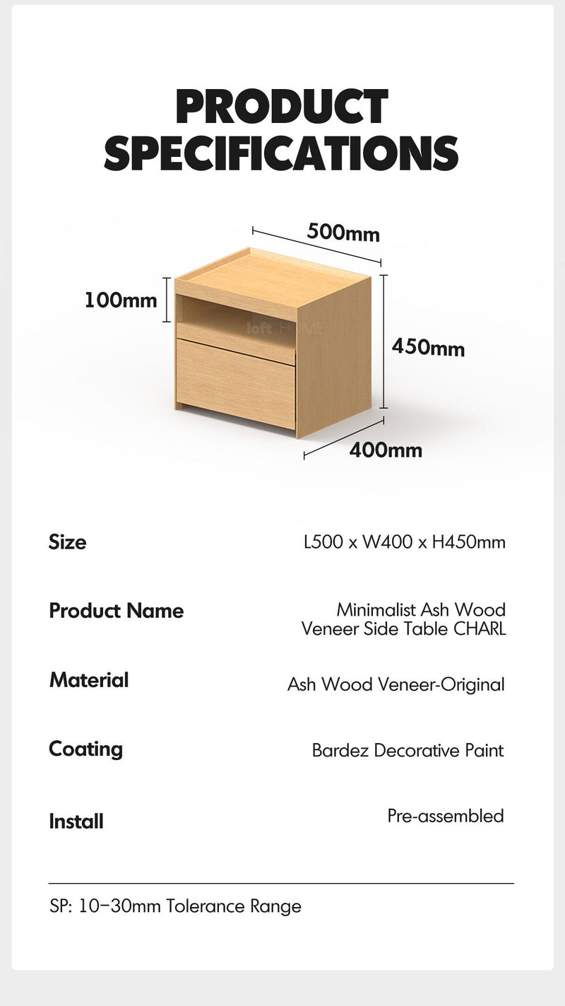 Minimalist Ash Wood Veneer Side Table CHARL More Details and Instruction_10