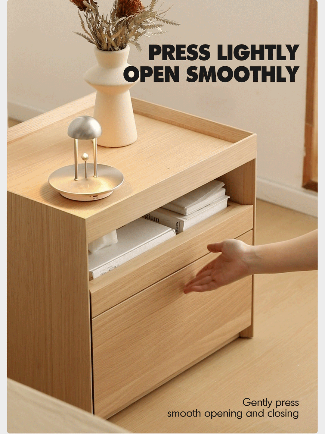 Minimalist Ash Wood Veneer Side Table CHARL