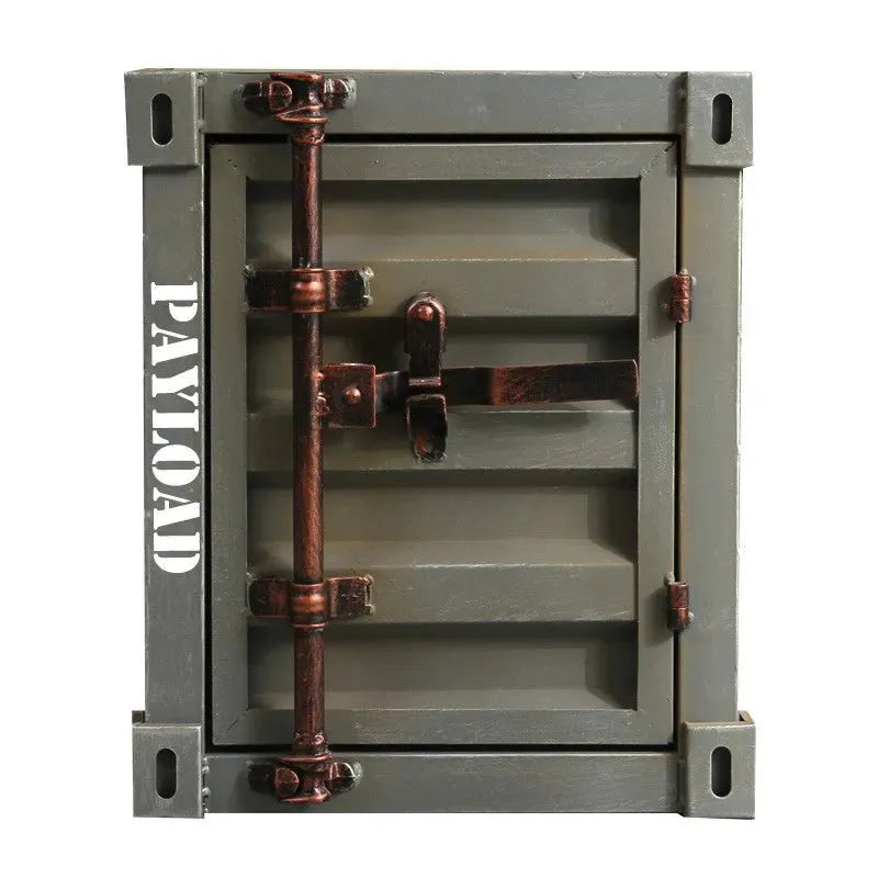 Industrial steel side table container detail 6.