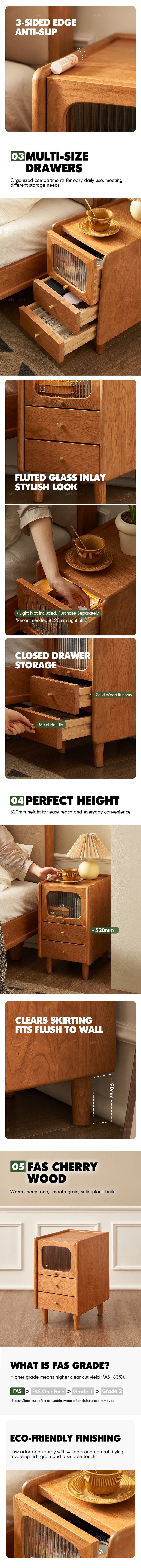 more product details and feature of Scandinavian Cherry Wood Side Table SKYLAR