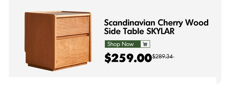 more product details and feature of Scandinavian Cherry Wood Side Table SKYLAR