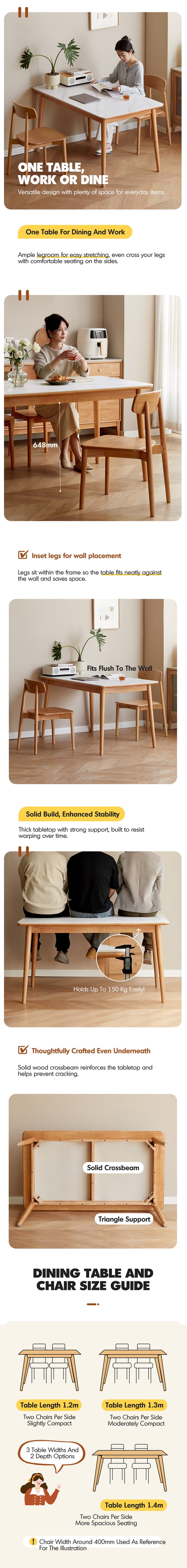 more product details and feature of Scandinavian Oak Wood Sintered Stone Dining Table FORME