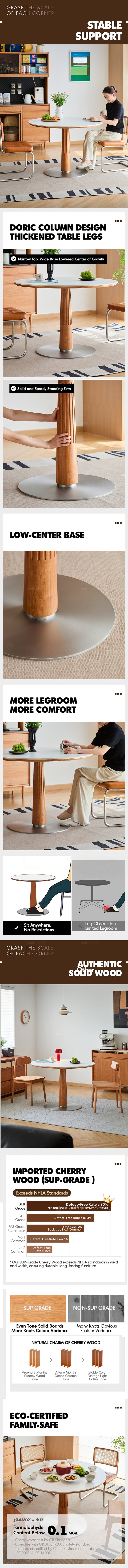 Scandinavian Cherry Wood Sintered Stone Round Dining Table GREY More Details and Instruction_4