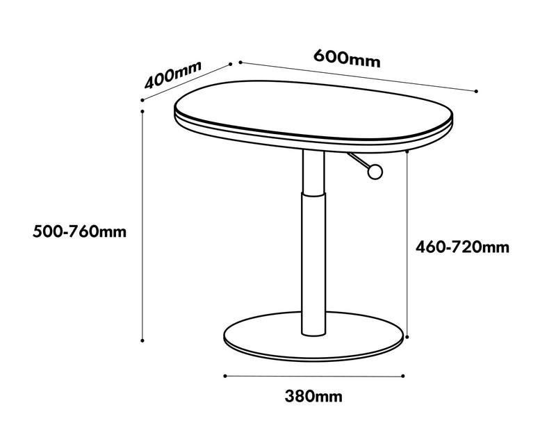 Bauhaus Sintered Stone Boxwood Height Adjustable Side Table ROMAN Size Chart