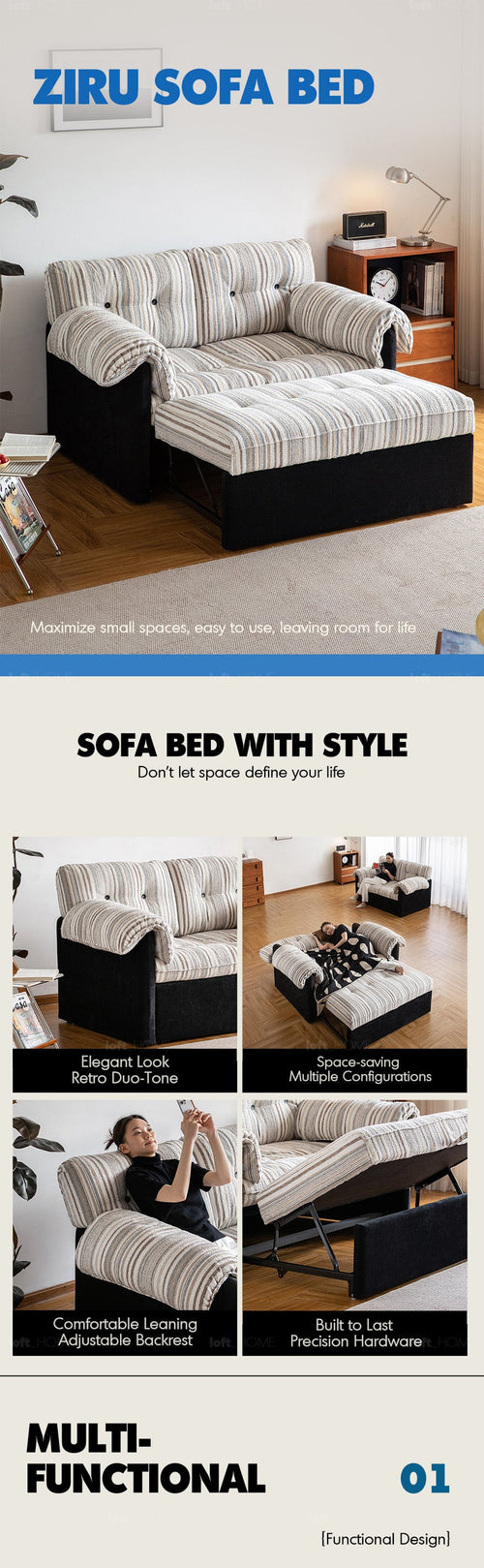 Bauhaus Chenille Velvet Fabric 2 Seater Sofa Bed ZIRU Good to Know Preview-1