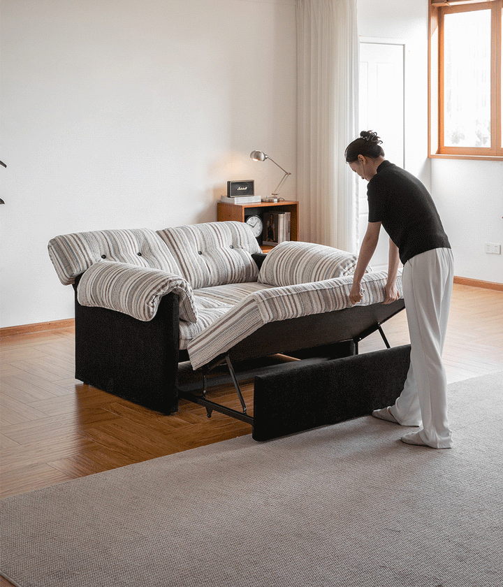 Bauhaus chenille velvet fabric 2 seater sofa bed ziru in details.