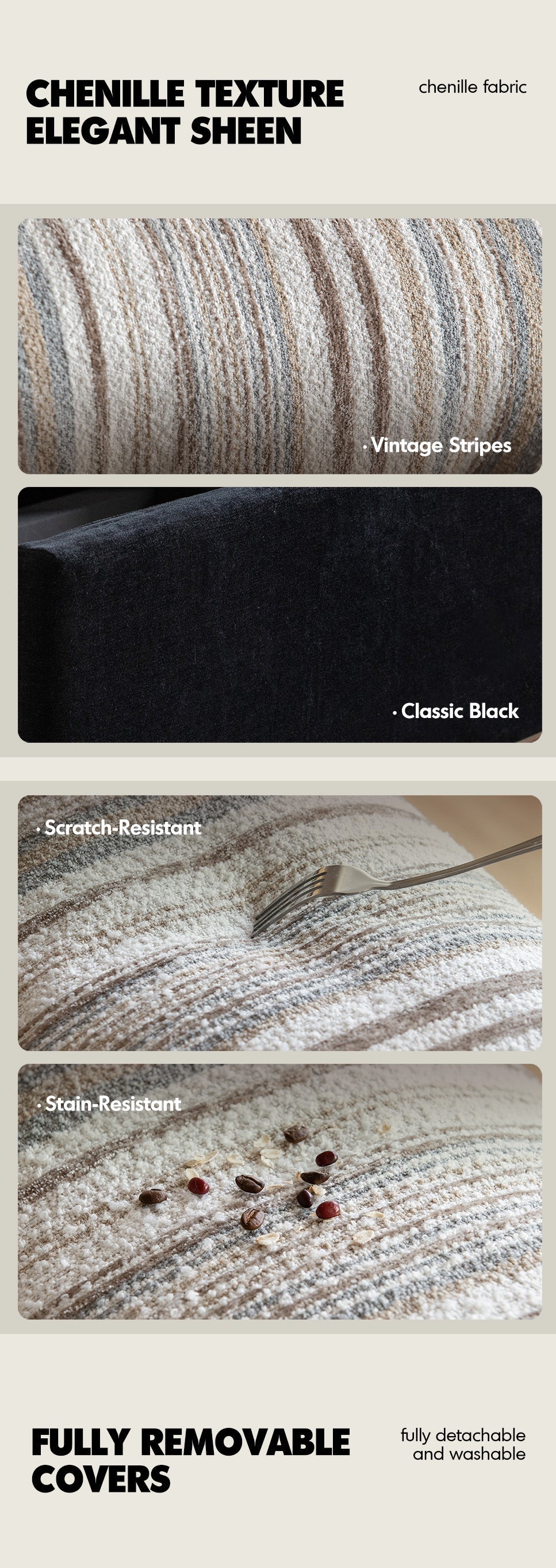 Bauhaus Chenille Velvet Fabric 2 Seater Sofa Bed ZIRU More Details and Instruction_9