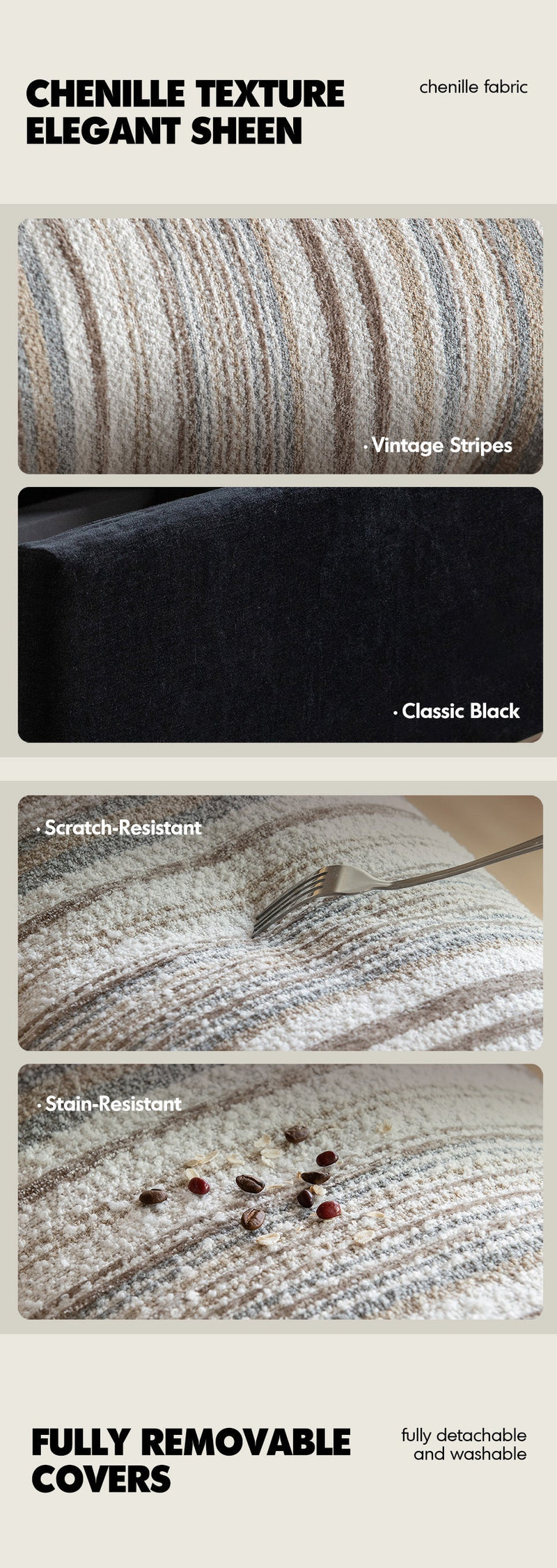 Bauhaus Chenille Velvet Fabric 2 Seater Sofa Bed ZIRU More Details and Instruction_9