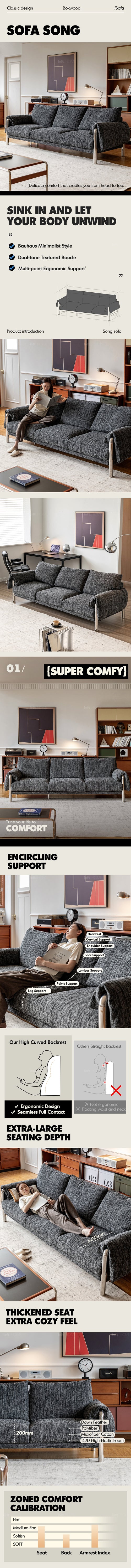 Bauhaus Boucle Fabric 3 Seater Sofa SONG Good to Know Preview-1