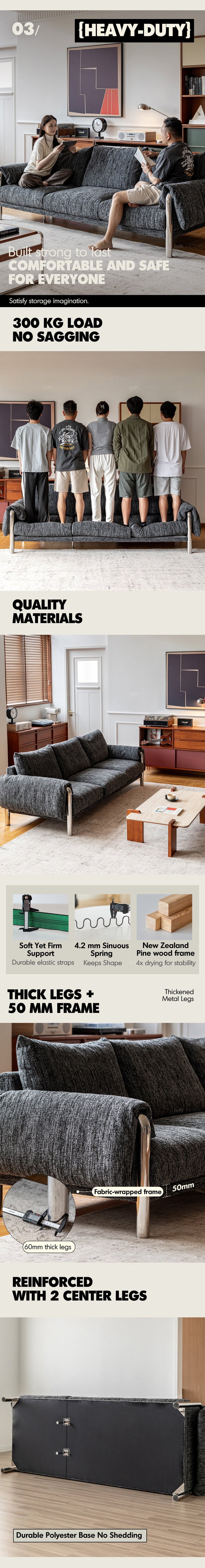 Bauhaus Boucle Fabric 3 Seater Sofa SONG More Details and Instruction_5