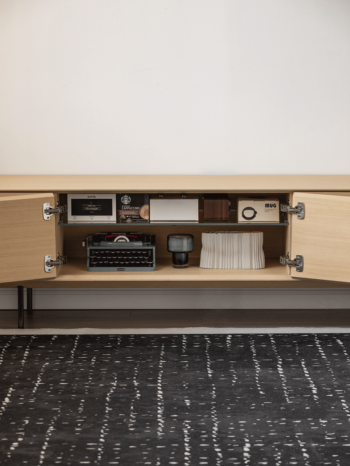 Minimalist Ash Wood Veneer TV Console COLIN More Details and Instruction_3