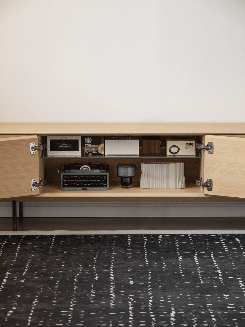 Minimalist Ash Wood Veneer TV Console COLIN More Details and Instruction_3