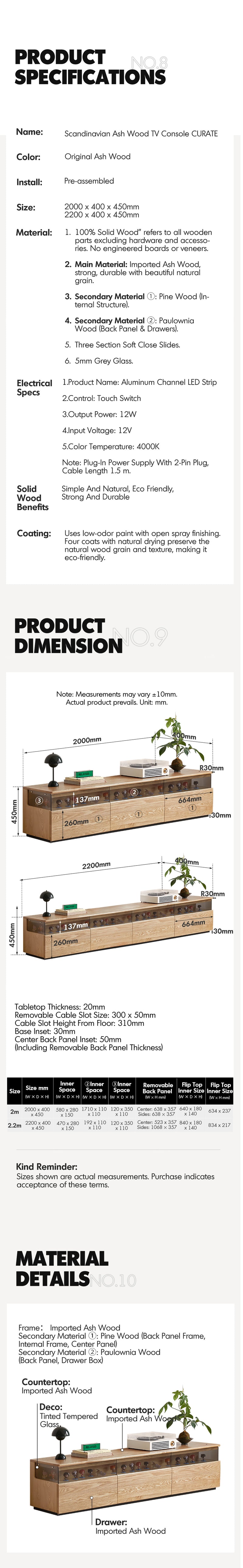 more product details and feature of Scandinavian Ash Wood TV Console CURATE