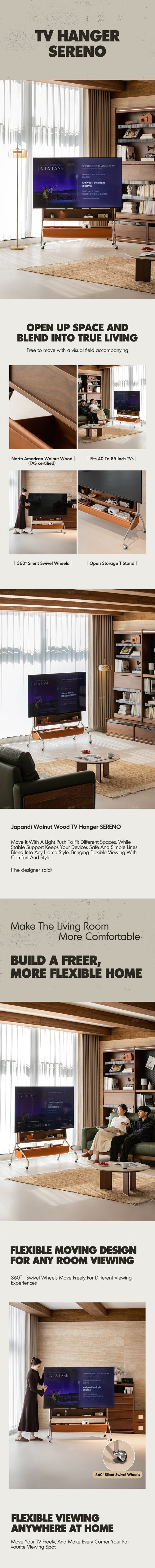 Japandi Walnut Wood TV Hanger SERENO Good to Know Preview-1