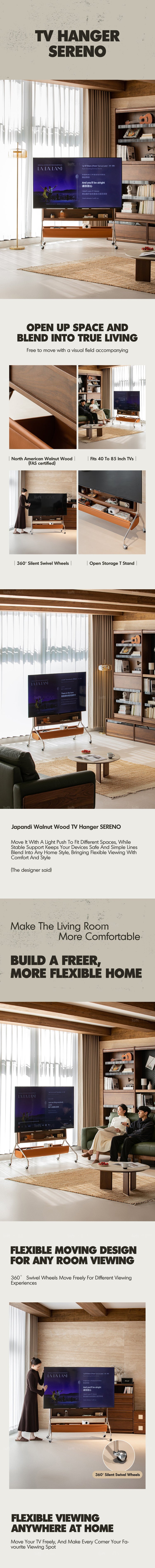 Japandi Walnut Wood TV Hanger SERENO Good to Know Preview-1