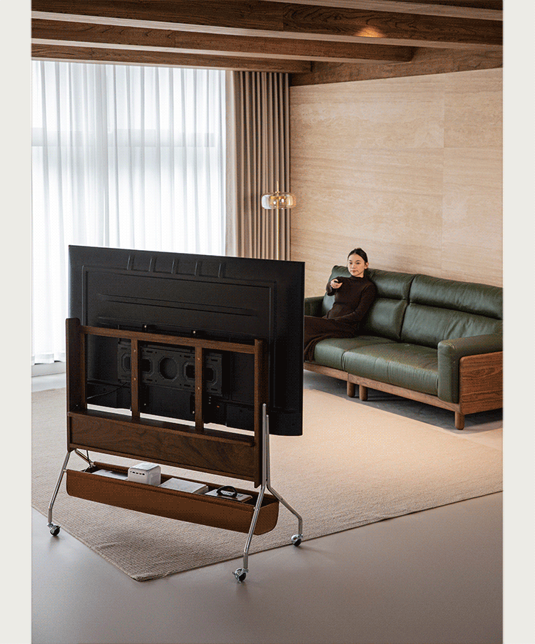 more product details and feature of Japandi Walnut Wood TV Hanger SERENO