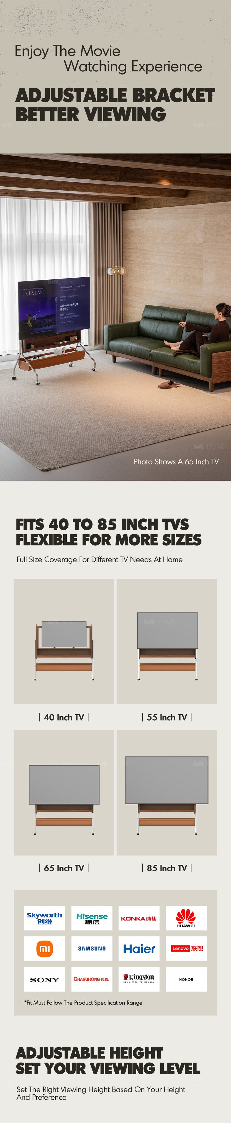 more product details and feature of Japandi Walnut Wood TV Hanger SERENO