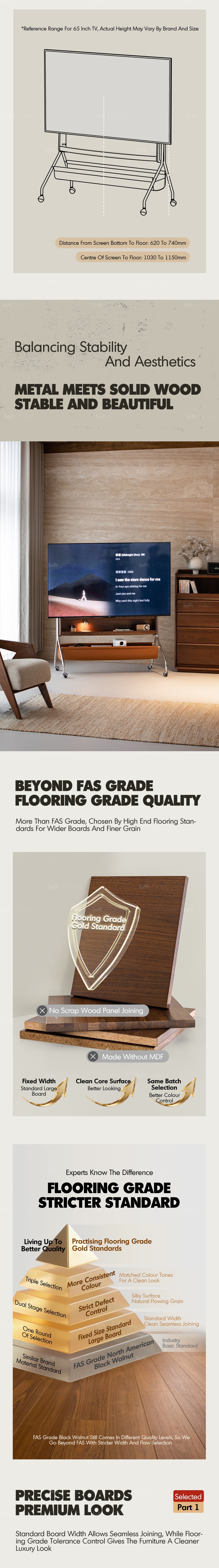 more product details and feature of Japandi Walnut Wood TV Hanger SERENO