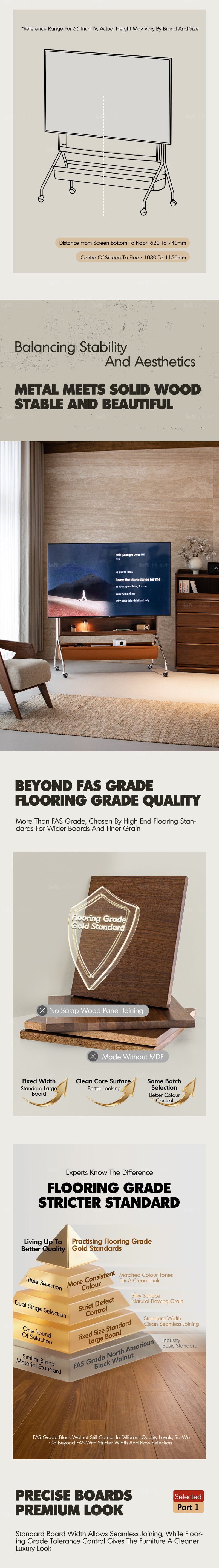 more product details and feature of Japandi Walnut Wood TV Hanger SERENO