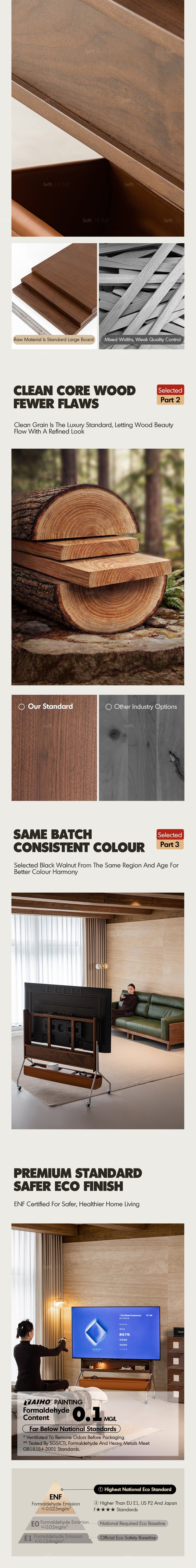 more product details and feature of Japandi Walnut Wood TV Hanger SERENO