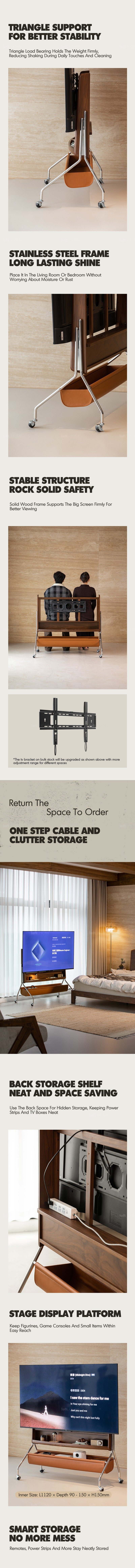 more product details and feature of Japandi Walnut Wood TV Hanger SERENO