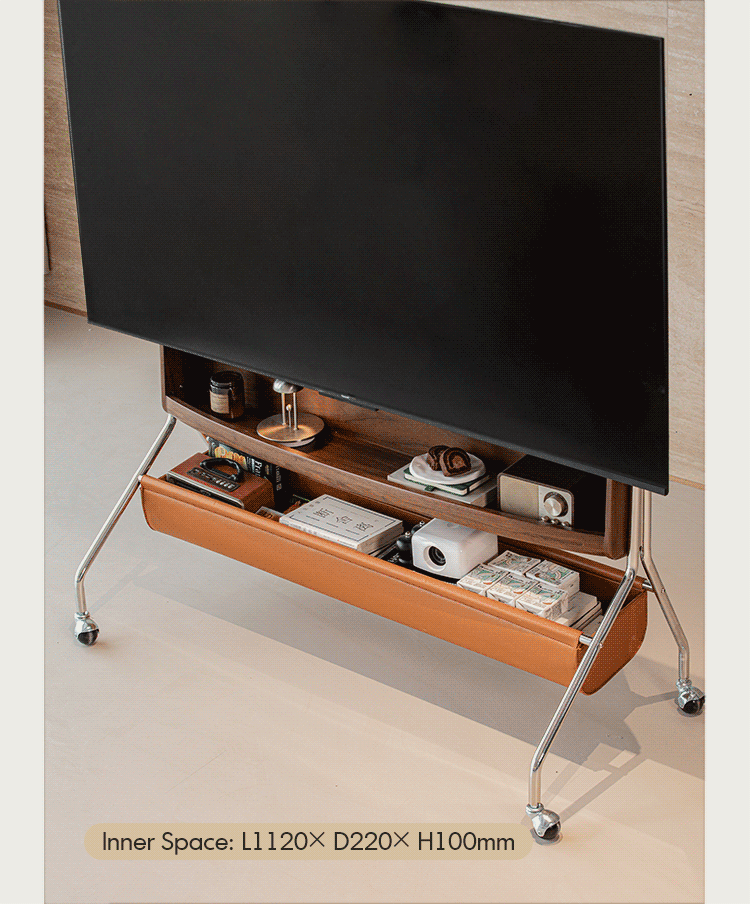 more product details and feature of Japandi Walnut Wood TV Hanger SERENO