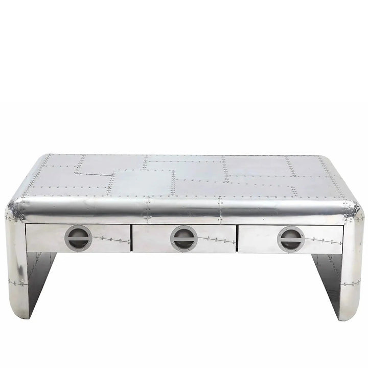 Industrial aluminium coffee table aircraft in details.