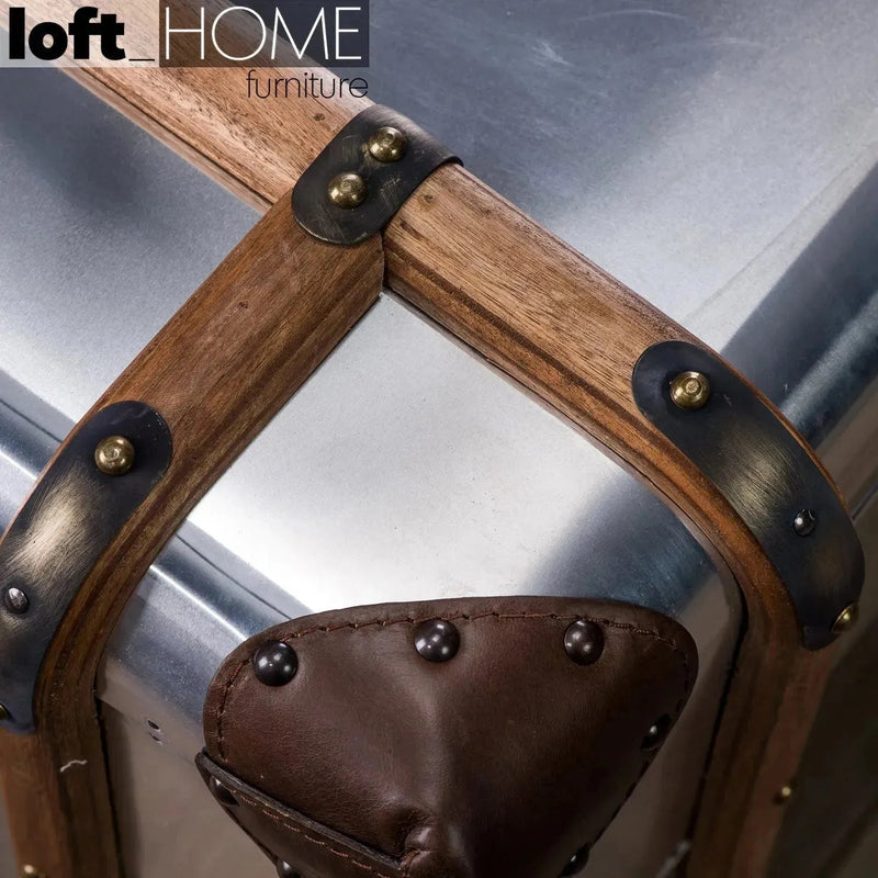 Industrial aluminium coffee table turbojet in details.