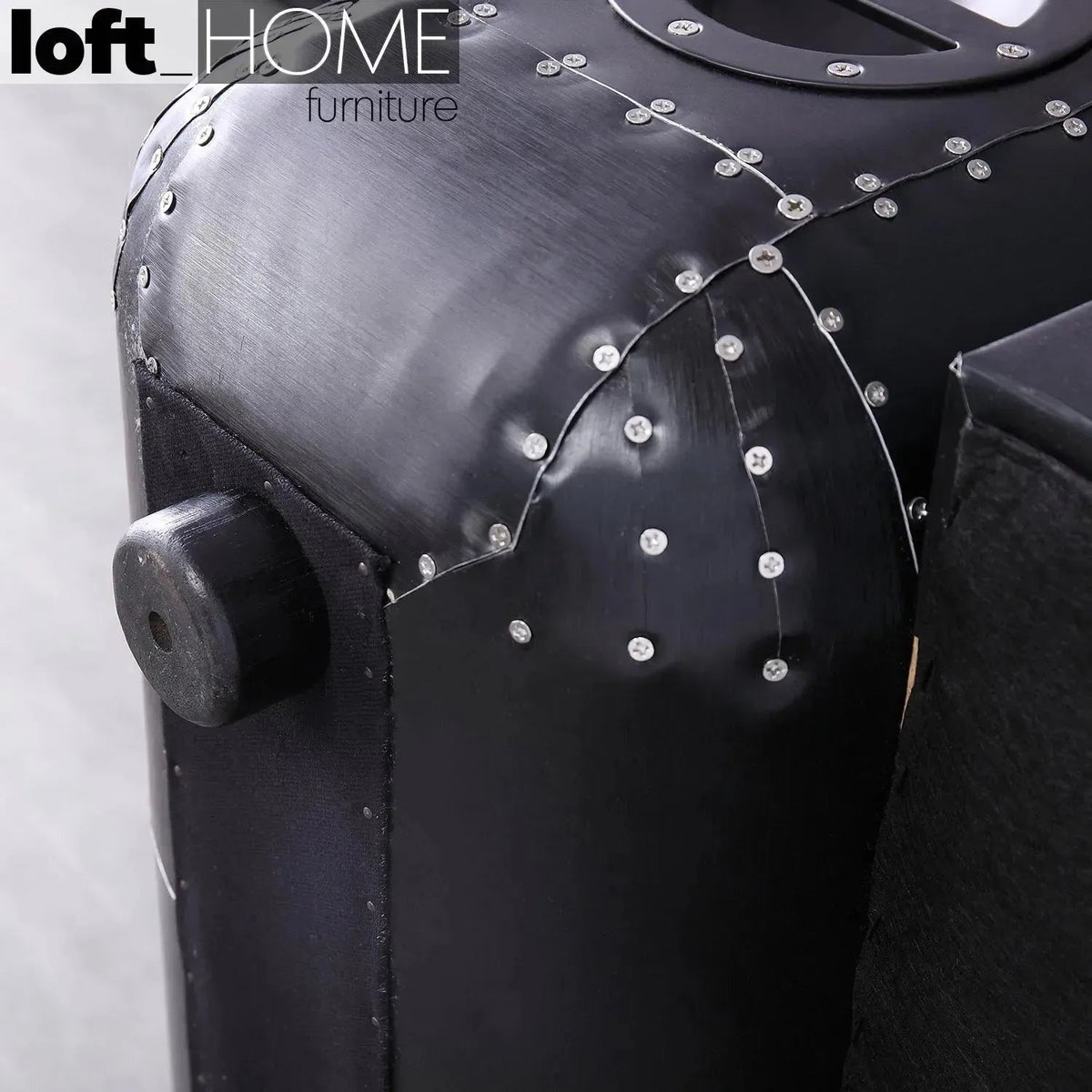 Industrial Aluminium Genuine Leather 3 Seater Sofa BLACK AIRCRAFT Material Details Chart