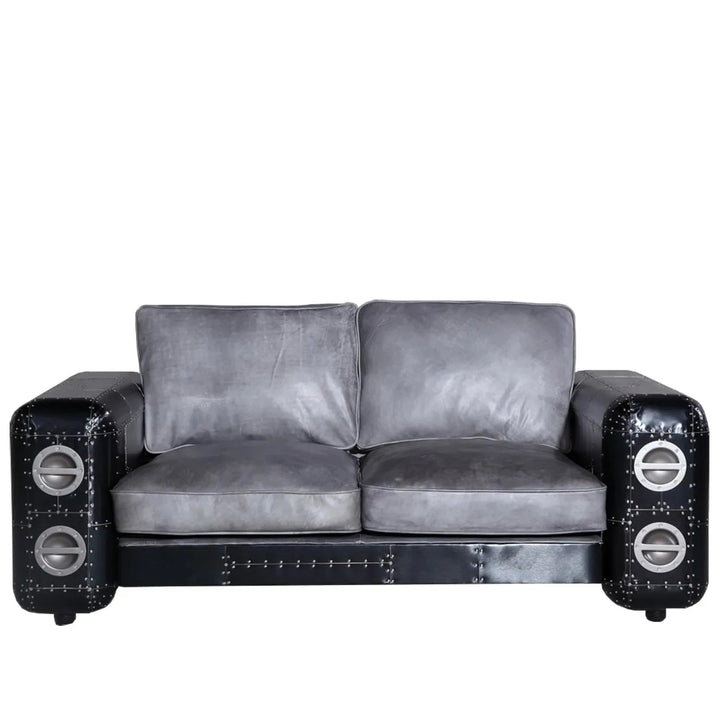 Industrial Aluminium Leather 2 Seater Sofa BLACK AIRCRAFT