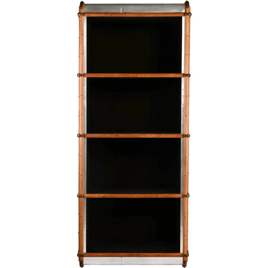 Industrial aluminium bookshelf richards' trunk alu in white background.